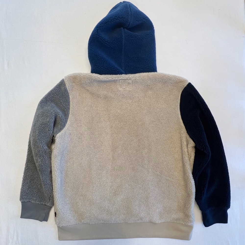 American Eagle Navy Tan‎ Gray Color Block Sherpa Fleece Men's Hoodie Size XL - Picture 9 of 10